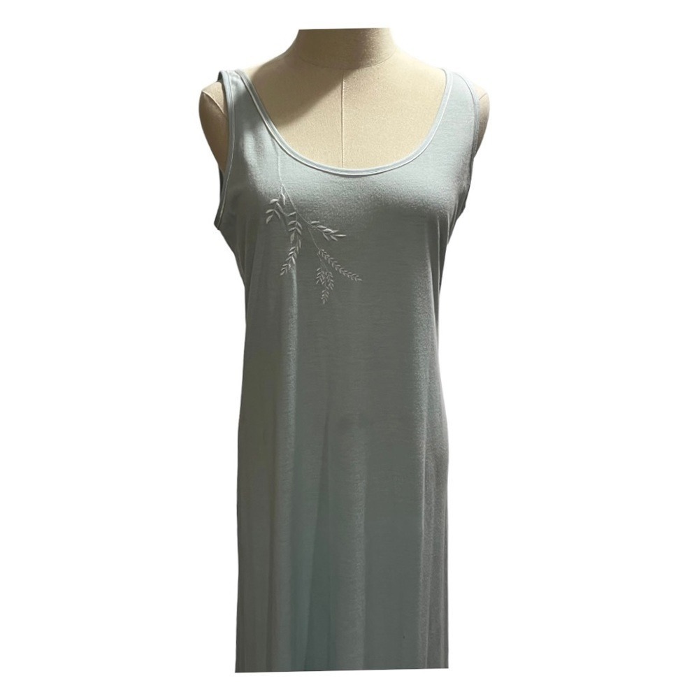 Oscar de la Renta Floral vintage Blue Long Nightgown White Embroidery Sz Small